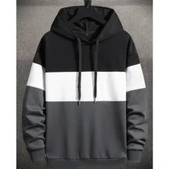 OUKU Men's Hoodie Khaki Dark Gray Coffee Light Blue Hooded Color Block Patchwork Sports & Outdoor Daily Holiday Streetwear Cool Casual Spring & Fall Clothing Apparel Hoodies Sweatshirts Long Sleeve
