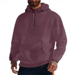 Sale OUKU Men's Hoodie Pullover Hoodie Sweatshirt Tactical Black White Purple Green Light Grey Hooded Plain Front Pocket Sports & Outdoor Casual Daily Streetwear Cool Sportswear Fall & Winter Clothing Apparel