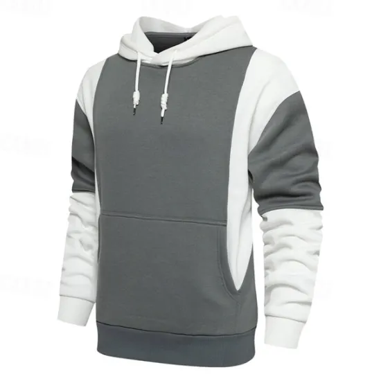 Outlet OUKU Men's Hoodie Pullover Hoodie Sweatshirt Black And White Red & Black White + Light Grey Hooded Color Block Pocket Color Block Sports & Outdoor Daily Holiday Streetwear Cool Sportswear Spring & Fall