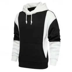 Outlet OUKU Men's Hoodie Pullover Hoodie Sweatshirt Black And White Red & Black White + Light Grey Hooded Color Block Pocket Color Block Sports & Outdoor Daily Holiday Streetwear Cool Sportswear Spring & Fall