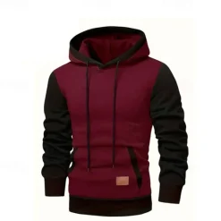 New OUKU Men's Hoodie Pullover Hoodie Sweatshirt Fleece Hoodie Wine Army Green Navy Blue Gray Hooded Color Block Patchwork Color Block Casual Daily Sports Polyester Streetwear Cool Sportswear Fall Winter