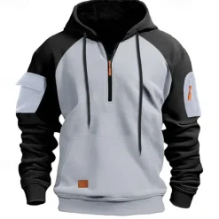 Sale OUKU Men's Hoodie Quarter Zip Hoodie Tactical Hoodie Black Navy Blue Khaki Dark Gray Gray Hooded Color Block Tactical Sports & Outdoor Daily Streetwear Cool Casual Winter Spring & Fall Clothing Apparel