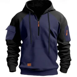 Sale OUKU Men's Hoodie Quarter Zip Hoodie Tactical Hoodie Black Navy Blue Khaki Dark Gray Gray Hooded Color Block Tactical Sports & Outdoor Daily Streetwear Cool Casual Winter Spring & Fall Clothing Apparel