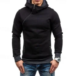 New OUKU Men's Hoodie Quarter Zip Hoodie Black Red Blue Camel Gray Hooded Plain Patchwork Sports & Outdoor Daily Holiday Polyester Streetwear Basic Casual Spring & Fall Clothing Apparel Hoodies Sweatshirts