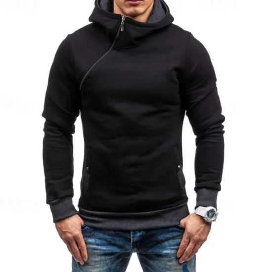 New OUKU Men's Hoodie Quarter Zip Hoodie Black Red Blue Camel Gray Hooded Plain Patchwork Sports & Outdoor Daily Holiday Polyester Streetwear Basic Casual Spring & Fall Clothing Apparel Hoodies Sweatshirts