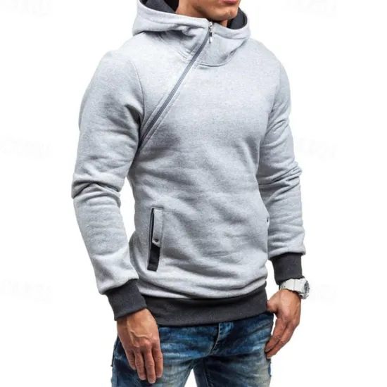 New OUKU Men's Hoodie Quarter Zip Hoodie Black Red Blue Camel Gray Hooded Plain Patchwork Sports & Outdoor Daily Holiday Polyester Streetwear Basic Casual Spring & Fall Clothing Apparel Hoodies Sweatshirts