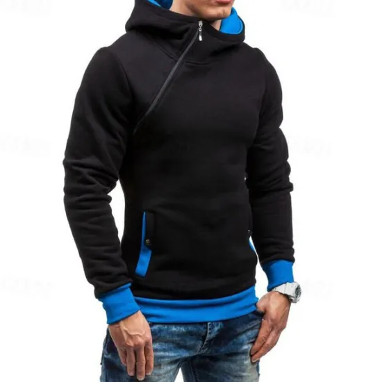 New OUKU Men's Hoodie Quarter Zip Hoodie Black Red Blue Camel Gray Hooded Plain Patchwork Sports & Outdoor Daily Holiday Polyester Streetwear Basic Casual Spring & Fall Clothing Apparel Hoodies Sweatshirts