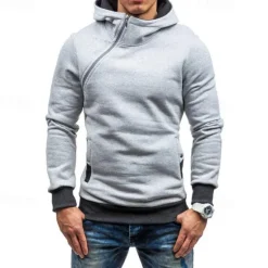 New OUKU Men's Hoodie Quarter Zip Hoodie Black Red Blue Camel Gray Hooded Plain Patchwork Sports & Outdoor Daily Holiday Polyester Streetwear Basic Casual Spring & Fall Clothing Apparel Hoodies Sweatshirts
