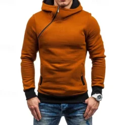 New OUKU Men's Hoodie Quarter Zip Hoodie Black Red Blue Camel Gray Hooded Plain Patchwork Sports & Outdoor Daily Holiday Polyester Streetwear Basic Casual Spring & Fall Clothing Apparel Hoodies Sweatshirts