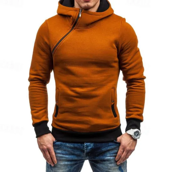 New OUKU Men's Hoodie Quarter Zip Hoodie Black Red Blue Camel Gray Hooded Plain Patchwork Sports & Outdoor Daily Holiday Polyester Streetwear Basic Casual Spring & Fall Clothing Apparel Hoodies Sweatshirts