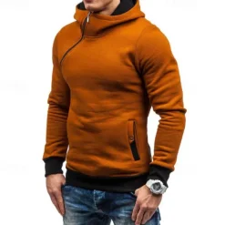 New OUKU Men's Hoodie Quarter Zip Hoodie Black Red Blue Camel Gray Hooded Plain Patchwork Sports & Outdoor Daily Holiday Polyester Streetwear Basic Casual Spring & Fall Clothing Apparel Hoodies Sweatshirts