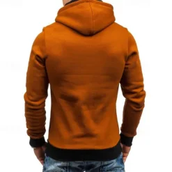 New OUKU Men's Hoodie Quarter Zip Hoodie Black Red Blue Camel Gray Hooded Plain Patchwork Sports & Outdoor Daily Holiday Polyester Streetwear Basic Casual Spring & Fall Clothing Apparel Hoodies Sweatshirts