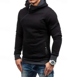 New OUKU Men's Hoodie Quarter Zip Hoodie Black Red Blue Camel Gray Hooded Plain Patchwork Sports & Outdoor Daily Holiday Polyester Streetwear Basic Casual Spring & Fall Clothing Apparel Hoodies Sweatshirts