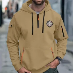 Best OUKU Men's Hoodie Quarter Zip Hoodie Tactical Black White Wine Navy Blue Royal Blue Hooded Plain Pocket Sports & Outdoor Daily Holiday Streetwear Cool Casual Spring & Fall Clothing Apparel Hoodies