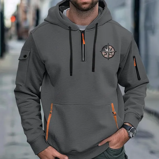 Best OUKU Men's Hoodie Quarter Zip Hoodie Tactical Black White Wine Navy Blue Royal Blue Hooded Plain Pocket Sports & Outdoor Daily Holiday Streetwear Cool Casual Spring & Fall Clothing Apparel Hoodies