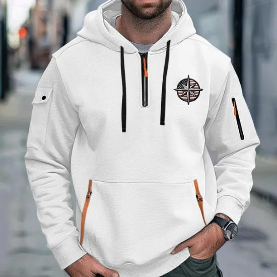 Best OUKU Men's Hoodie Quarter Zip Hoodie Tactical Black White Wine Navy Blue Royal Blue Hooded Plain Pocket Sports & Outdoor Daily Holiday Streetwear Cool Casual Spring & Fall Clothing Apparel Hoodies