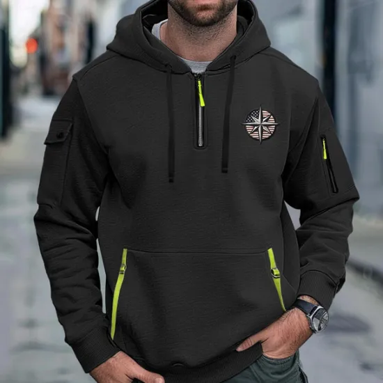 Best OUKU Men's Hoodie Quarter Zip Hoodie Tactical Black White Wine Navy Blue Royal Blue Hooded Plain Pocket Sports & Outdoor Daily Holiday Streetwear Cool Casual Spring & Fall Clothing Apparel Hoodies