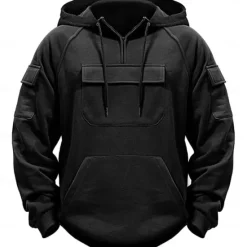 Outlet OUKU Men's Hoodie Quarter Zip Hoodie Black Army Green Navy Blue Khaki Dark Gray Hooded Plain Pocket Sports & Outdoor Daily Holiday Streetwear Basic Casual Spring & Fall Clothing Apparel Hoodies