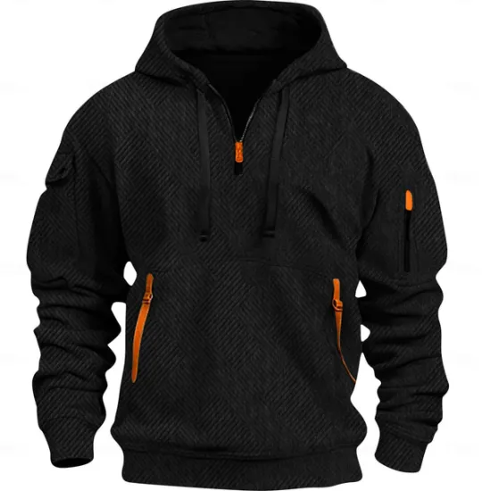 Discount OUKU Men's Hoodie Quarter Zip Hoodie Tactical Hoodie Black White Red Royal Blue Khaki Hooded Plain Pocket Sports & Outdoor Daily Holiday Streetwear Cool Casual Spring & Fall Clothing Apparel Hoodies
