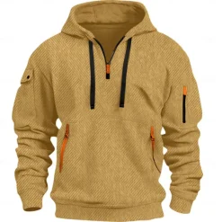 Discount OUKU Men's Hoodie Quarter Zip Hoodie Tactical Hoodie Black White Red Royal Blue Khaki Hooded Plain Pocket Sports & Outdoor Daily Holiday Streetwear Cool Casual Spring & Fall Clothing Apparel Hoodies