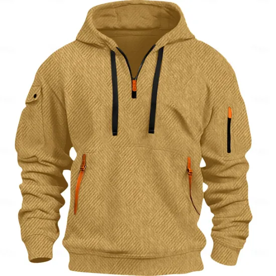 Discount OUKU Men's Hoodie Quarter Zip Hoodie Tactical Hoodie Black White Red Royal Blue Khaki Hooded Plain Pocket Sports & Outdoor Daily Holiday Streetwear Cool Casual Spring & Fall Clothing Apparel Hoodies