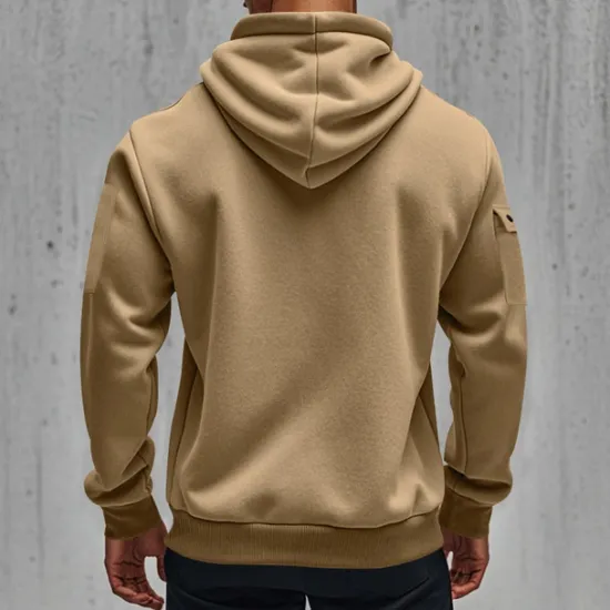 Clearance OUKU Men's Hoodie Quarter Zip Hoodie Black Navy Blue Khaki Light Grey Dark Gray Hooded Plain Pocket Sports & Outdoor Daily Holiday Polyester Streetwear Basic Casual Spring & Fall Clothing Apparel Hoodies