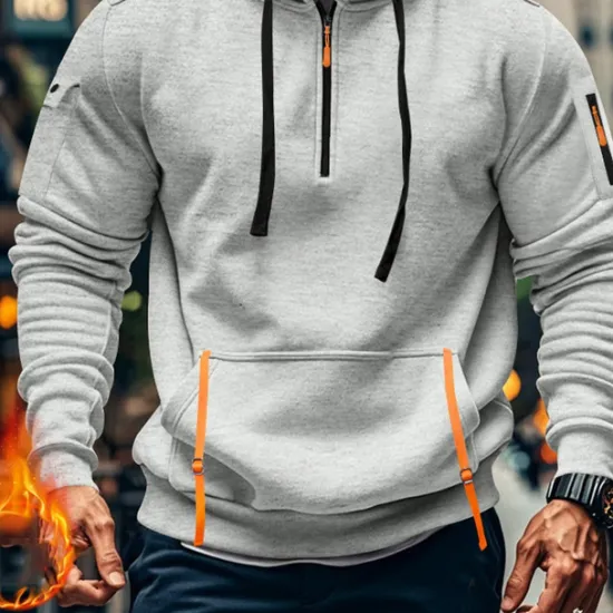 Clearance OUKU Men's Hoodie Quarter Zip Hoodie Black Navy Blue Khaki Light Grey Dark Gray Hooded Plain Pocket Sports & Outdoor Daily Holiday Polyester Streetwear Basic Casual Spring & Fall Clothing Apparel Hoodies