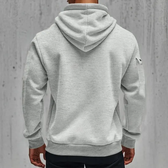 Clearance OUKU Men's Hoodie Quarter Zip Hoodie Black Navy Blue Khaki Light Grey Dark Gray Hooded Plain Pocket Sports & Outdoor Daily Holiday Polyester Streetwear Basic Casual Spring & Fall Clothing Apparel Hoodies