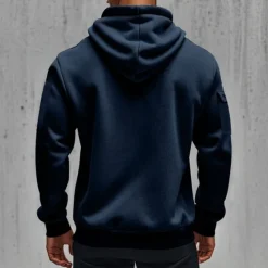 Clearance OUKU Men's Hoodie Quarter Zip Hoodie Black Navy Blue Khaki Light Grey Dark Gray Hooded Plain Pocket Sports & Outdoor Daily Holiday Polyester Streetwear Basic Casual Spring & Fall Clothing Apparel Hoodies