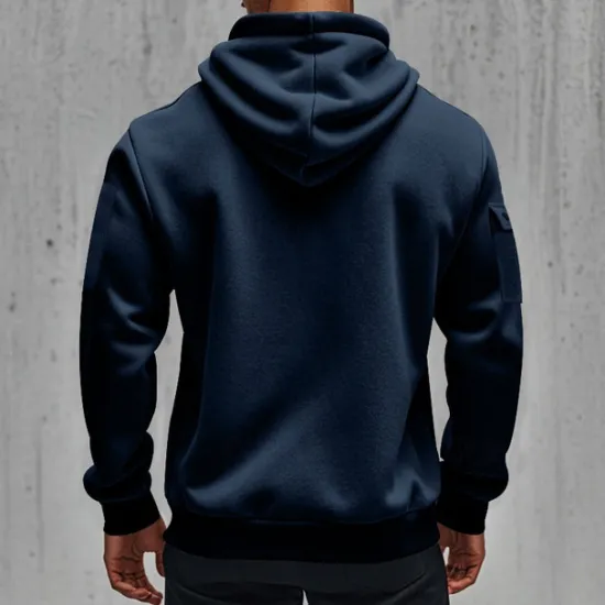 Clearance OUKU Men's Hoodie Quarter Zip Hoodie Black Navy Blue Khaki Light Grey Dark Gray Hooded Plain Pocket Sports & Outdoor Daily Holiday Polyester Streetwear Basic Casual Spring & Fall Clothing Apparel Hoodies