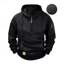 Best OUKU Men's Hoodie Quarter Zip Hoodie Black Wine Navy Blue Blue Brown Hooded Plain Pocket Sports & Outdoor Daily Holiday Polyester Streetwear Basic Casual Spring & Fall Clothing Apparel Hoodies