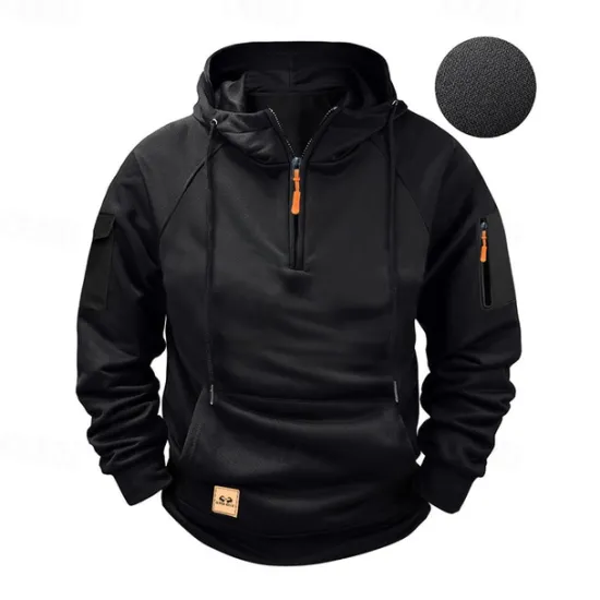 Best OUKU Men's Hoodie Quarter Zip Hoodie Black Wine Navy Blue Blue Brown Hooded Plain Pocket Sports & Outdoor Daily Holiday Polyester Streetwear Basic Casual Spring & Fall Clothing Apparel Hoodies