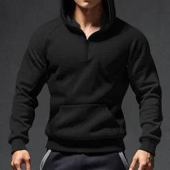 Outlet OUKU Men's Hoodie Quarter Zip Hoodie Tactical Hoodie Black Army Green Navy Blue Dark Gray Hooded Plain Pocket Sports & Outdoor Daily Holiday Streetwear Cool Casual Winter Spring & Fall Clothing Apparel