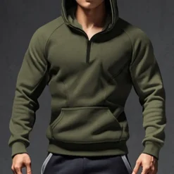 Outlet OUKU Men's Hoodie Quarter Zip Hoodie Tactical Hoodie Black Army Green Navy Blue Dark Gray Hooded Plain Pocket Sports & Outdoor Daily Holiday Streetwear Cool Casual Winter Spring & Fall Clothing Apparel