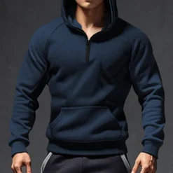 Outlet OUKU Men's Hoodie Quarter Zip Hoodie Tactical Hoodie Black Army Green Navy Blue Dark Gray Hooded Plain Pocket Sports & Outdoor Daily Holiday Streetwear Cool Casual Winter Spring & Fall Clothing Apparel