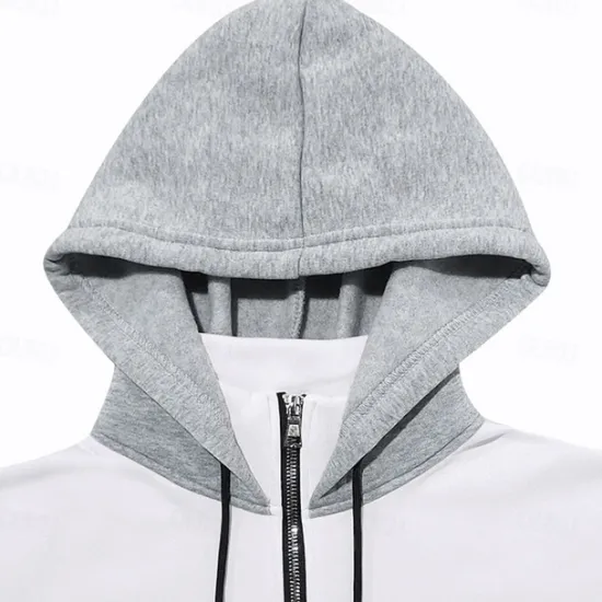 Outlet OUKU Men's Hoodie Quarter Zip Hoodie Fleece Hoodie Tactical Hoodie Black White Wine Red Khaki Hooded Plain Patchwork Half Zip Work Sports & Outdoor Casual Streetwear Basic Casual Spring & Fall
