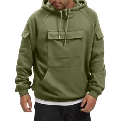 Best OUKU Men's Hoodie Quarter Zip Hoodie Black Army Green Blue Khaki Dark Gray Hooded Plain Pocket Sports & Outdoor Daily Holiday Streetwear Basic Casual Spring & Fall Clothing Apparel Hoodies Sweatshirts