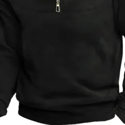 New OUKU Men's Hoodie Quarter Zip Hoodie Hooded Plain Pocket Sports & Outdoor Daily Holiday Polyester Streetwear Basic Casual Spring & Fall Clothing Apparel Hoodies Sweatshirts Long Sleeve Black