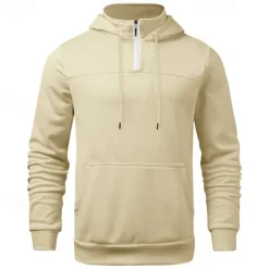 New OUKU Men's Hoodie Quarter Zip Hoodie Black Navy Blue Khaki Light Grey Dark Gray Hooded Plain Pocket Sports & Outdoor Daily Holiday Polyester Streetwear Basic Casual Spring & Fall Clothing Apparel Hoodies