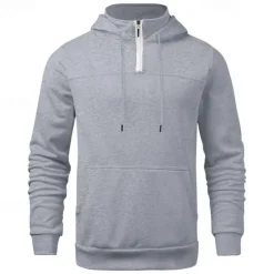 New OUKU Men's Hoodie Quarter Zip Hoodie Black Navy Blue Khaki Light Grey Dark Gray Hooded Plain Pocket Sports & Outdoor Daily Holiday Polyester Streetwear Basic Casual Spring & Fall Clothing Apparel Hoodies