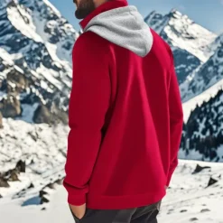 New OUKU Men's Hoodie Quarter Zip Hoodie Fleece Hoodie Apricot Black White Wine Red Hooded Half Zip Plain Pocket Sports & Outdoor Daily Holiday Polyester Streetwear Basic Casual Fall & Winter Clothing Apparel