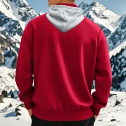 New OUKU Men's Hoodie Quarter Zip Hoodie Fleece Hoodie Apricot Black White Wine Red Hooded Half Zip Plain Pocket Sports & Outdoor Daily Holiday Polyester Streetwear Basic Casual Fall & Winter Clothing Apparel