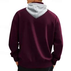 New OUKU Men's Hoodie Quarter Zip Hoodie Fleece Hoodie Apricot Black White Wine Red Hooded Half Zip Plain Pocket Sports & Outdoor Daily Holiday Polyester Streetwear Basic Casual Fall & Winter Clothing Apparel