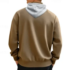 New OUKU Men's Hoodie Quarter Zip Hoodie Fleece Hoodie Apricot Black White Wine Red Hooded Half Zip Plain Pocket Sports & Outdoor Daily Holiday Polyester Streetwear Basic Casual Fall & Winter Clothing Apparel