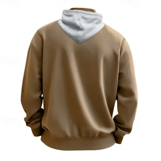 New OUKU Men's Hoodie Quarter Zip Hoodie Fleece Hoodie Apricot Black White Wine Red Hooded Half Zip Plain Pocket Sports & Outdoor Daily Holiday Polyester Streetwear Basic Casual Fall & Winter Clothing Apparel