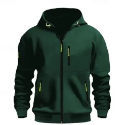 Online OUKU Men's Hoodie Sweatshirt Full Zip Hoodie Black Wine Army Green Navy Blue Blue Hooded Plain Pocket Sports & Outdoor Daily Holiday Polyester Streetwear Basic Casual Spring & Fall Clothing Apparel