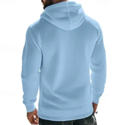 Clearance OUKU Men's Hoodie Sweatshirt Polar Fleece Black Army Green Khaki Dark Gray Light Blue Hooded Plain Drawstring Ribbed Front Pocket Sports & Outdoor Daily Holiday Polyester Streetwear Basic Casual Fall