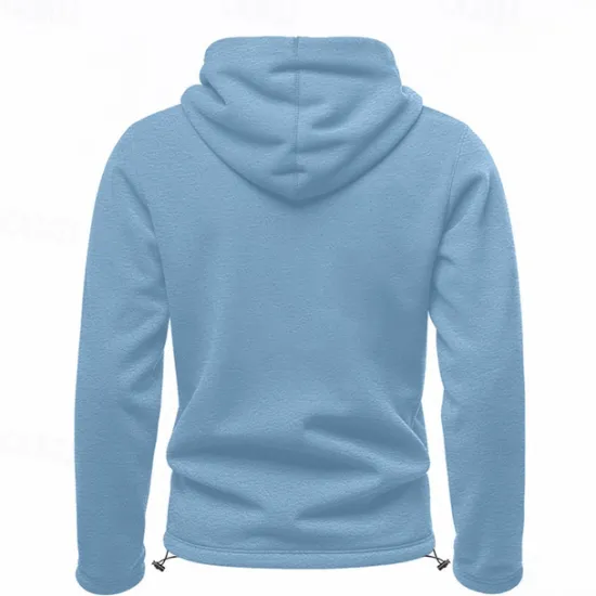 Clearance OUKU Men's Hoodie Sweatshirt Polar Fleece Black Army Green Khaki Dark Gray Light Blue Hooded Plain Drawstring Ribbed Front Pocket Sports & Outdoor Daily Holiday Polyester Streetwear Basic Casual Fall