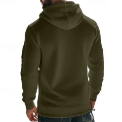 Clearance OUKU Men's Hoodie Sweatshirt Polar Fleece Black Army Green Khaki Dark Gray Light Blue Hooded Plain Drawstring Ribbed Front Pocket Sports & Outdoor Daily Holiday Polyester Streetwear Basic Casual Fall