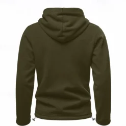 Clearance OUKU Men's Hoodie Sweatshirt Polar Fleece Black Army Green Khaki Dark Gray Light Blue Hooded Plain Drawstring Ribbed Front Pocket Sports & Outdoor Daily Holiday Polyester Streetwear Basic Casual Fall